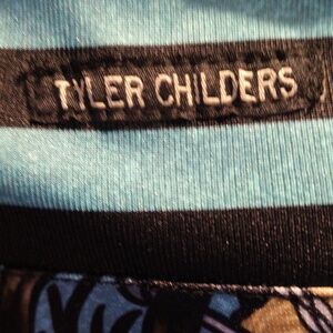 Tyler Childers Teal & Black Striped Floral Print 2-pc Pantsuit w Equine Accents